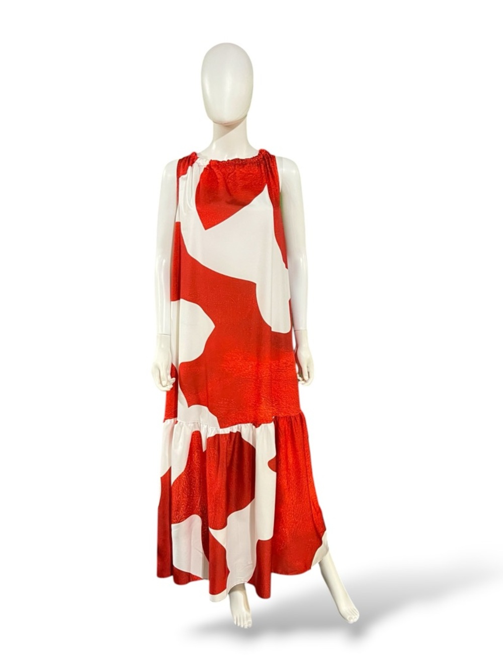 SHEIN Sleeveless Red & White Abstract Maxi Dress, 2XL
